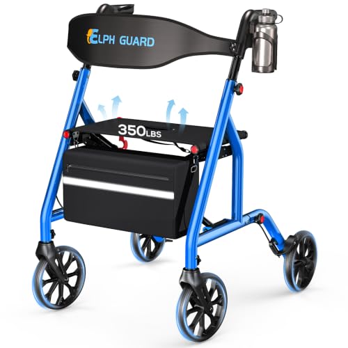 ELPH GUARD Foldable Rollator Walkers for Seniors with Seat, 8"