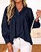KIRUNDO Blouses for Women Dressy Casual Fashion Clothing Long Sleeve Shirts Loose Fit Button Down Pleated Boho Going Out Tops(Navy, Medium)