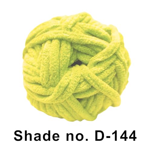 Image of VCR Neon Yellow, 100 Grams Hank, 60 Meters Length, Premium Polyester Ball for Crochet and Knitting, Pack of 1 Yarn, Soft and Bulky Fur Suitable for DIY