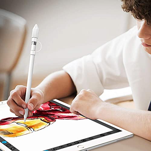 Fintie 3 Pieces Silicone Bundle Compatible With Apple Pencil 1St Generation, Soft Protective Cover Accessories Pencil Cap Holder With Nib Cover, Cable Adapter Tether, White #TOP5