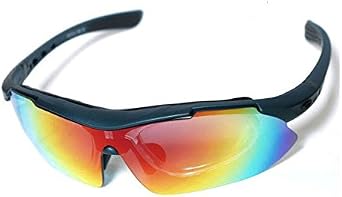 Polarized Sports Sunglasses with 5 interchangeable Lenses for Cycling Running Driving Fishing,UV400 Protection Blue