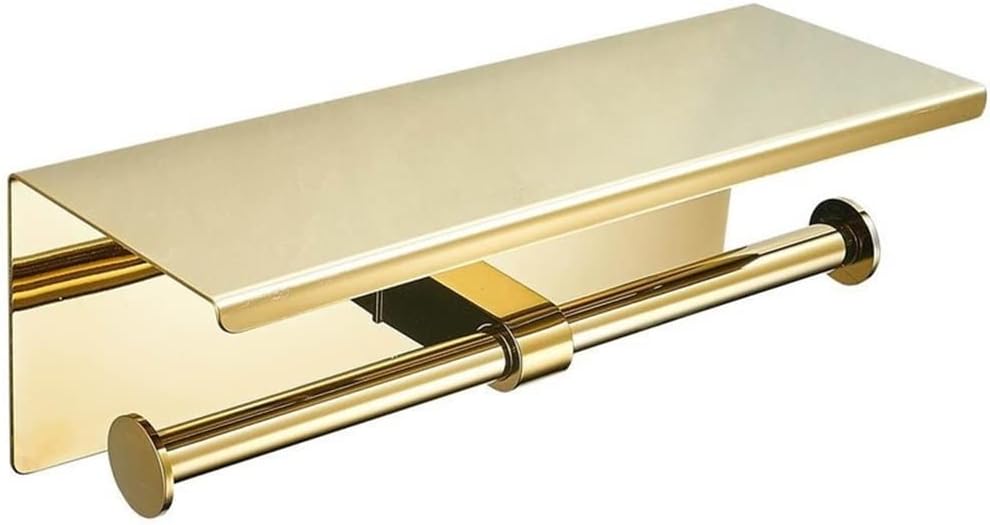 Roll Toilet Paper Holder with Phone Shelf, Bathroom Tissue Wall Mounted Dispenser