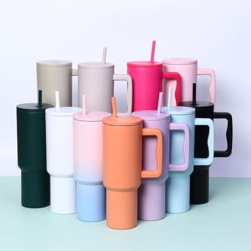 Image of CYNVEXA Personalized with Your Name, Tumbler with lid and Straw 1200ML Cup Stainless Steel Vacuum Insulated Tumbler for Water, Iced Tea or Coffee 1.2L Office Gym Travelling (Pink Blue)