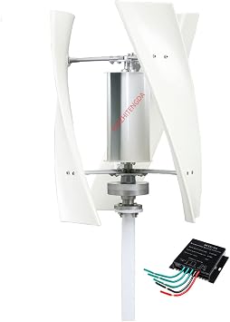 Vertical 5000W Low Wind Speed Wind Turbine Kit, 48V 24V 12V Energy Generator AC Output with Controller for Street Lighting and Emergency Power Supply White