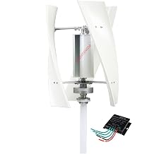 Noise Vertical Axis Wind Turbine Generator, 1000W Wind Turbine Vertical 12V 24V 48V MPPT Controller for Home Street Lighting White