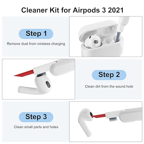 KOKOKA Case Cover Compatible with Airpods 3 with Cleaner kit, Premium Soft Silicone Skin Case Cover Shock Absorbing Protective Case for Airpods 3rd Generation with Carabiner, Black - Image 2