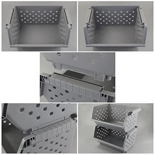 Dynkona 4-Pack Stacking Plastic Storage Baskets, Kitchen Stackable Baskets #TOP1