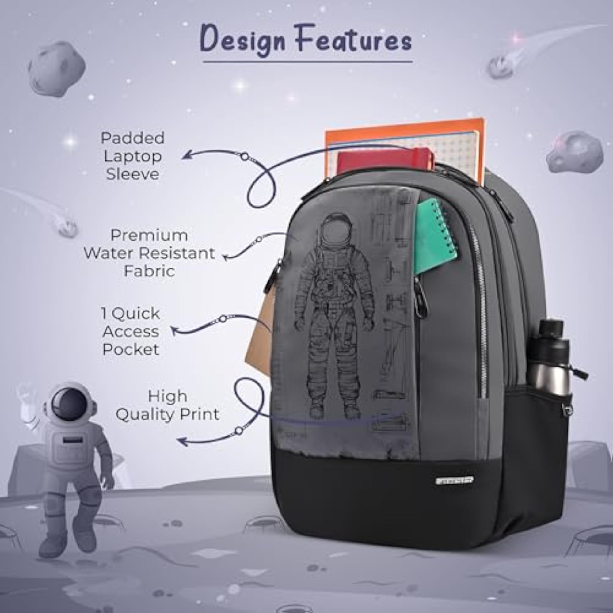 Anatomy Space Large Water Resistant School Bag for Kids