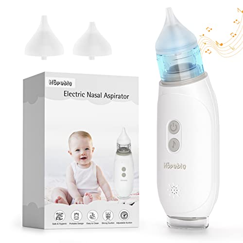Image of Hopebig Nasal Aspirator Baby Nose Sucker, Electric Baby Nose Sucker with Adjustable 3 Levels Suction & 2 Size Nozzles with Music & Light Soothing Function for Toddler