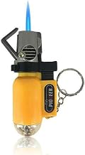Pioneer Keychain Blow Torch Jet Flame Windproof Pocket Lighter I Safety Cap, Durable Body & Refillable from Butane Lighter Gas I Best for Camping & Outdoor Uses (Mix-Colors)