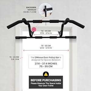 DMoose Pull Up Bar for Doorway - Chin Up Bar with No Screwing & No Slipping Hanging Bar with Padded Handles for Strength Training, Door Frame Pullup Bar with Installation Guide (Black) — photo 6 of 6