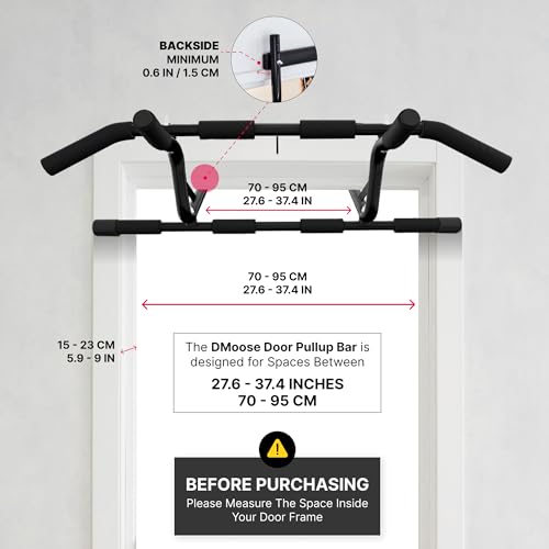 DMoose Pull Up Bar for Doorway - Chin Up Bar with No Screwing & No Slipping Hanging Bar with Padded Handles for Strength Training, Door Frame Pullup Bar with Installation Guide (Black) - image 6