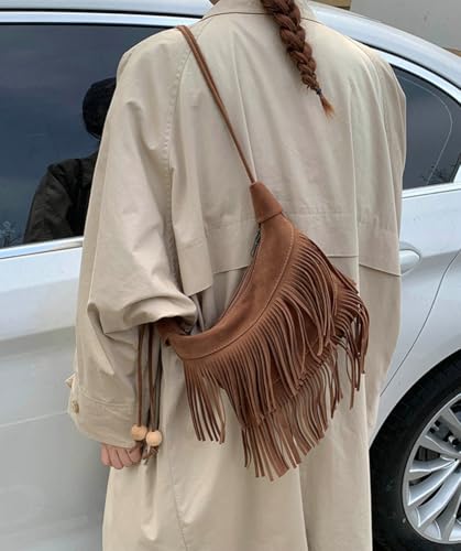 Crossbody Bags for Women Suede PU Leather Tassel Women's Handbags Shoulder Bag Top Handle Vintage Purse 20252