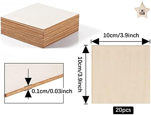 Balsa Wood Sheets 20 Pcs(100*100*1.5mm) Thin Plywood Sheets Unfinished Wood Planks for DIY Wood Veneer Sheets Hardboard Chipboard Sheets for Painting Arts and Crafts DIY Model Engraving Home Decor