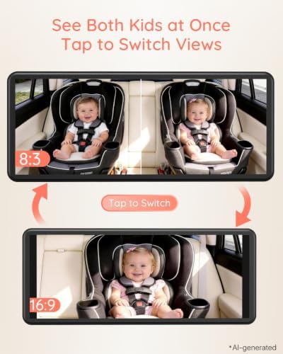 Babyvue BV3 Dual Car Camera Baby Monitor, 7.2" 1080P HD for 2 Kids, Split Screen with IR Night Vision, Easy Setup & Adjustable Brightness, Rear Facing View for Kids & Pet Safety - 5