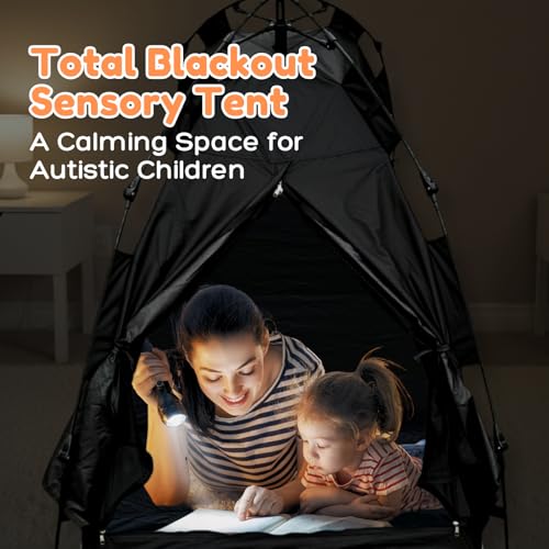 Ultrapopp Sensory Tent for Kids, Instant Easy Setup & Pack Blackout Calming Tents for Autistic Children, Play and Sleep Tent for Autism ADHD SPD OCD, for 1-3 Person 39x79 in - Image 4