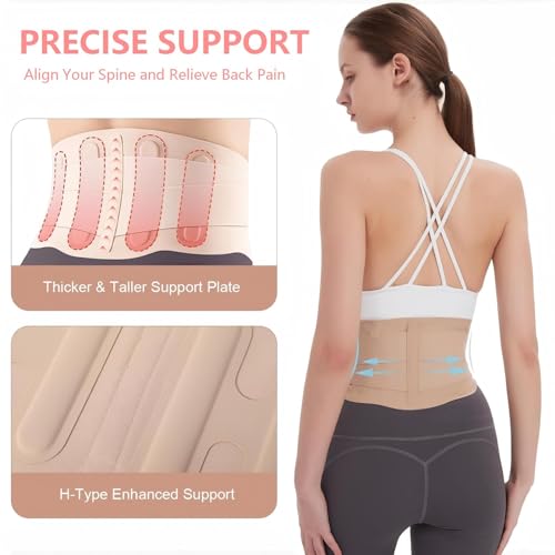 RANDY SUN Ultra Thin Back Braces for Women, Adjustable Lower Back Waist Support Wrap Under Clothes Compression Lower Lumbar Support Belt Breathable Brace, Medium