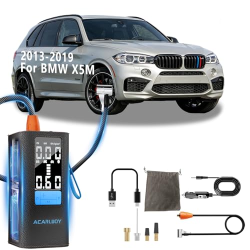 ACARLUOY Portable Air Compressor for Car Tires - 3X Faster Inflation, Fit for BMW X5M（2013-2019），6000mAh Battery, LCD Screen, LED Light ，Auto Shutoff