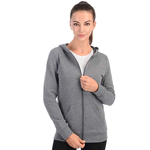 Qualidyne Womens Full-zip Hooded Jacket Fleece Midweight Thermal Sweatshirt Long-Sleeve Hoodie