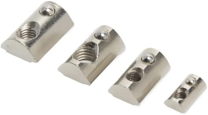 Half Round T Slot Nuts，T Sliding Nuts， 50/100PCS M3 M4 M5 M6 Roll in Spring T-nut with Ball for Aluminum Extrusion with Profile 2020 Series Aluminum Profile Groove(50pcs,2020 M6)