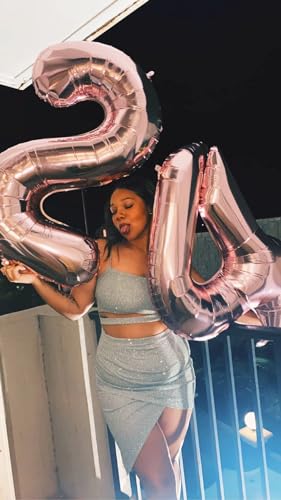 Image of 4 Balloon Numbers Birthday Decorations, 40In Rose Gold Balloons for Party | Eye-catching Appearance, Perfect Decorative Centerpieces, Convenient Self-sealing Structure, Widely for Various Occasions