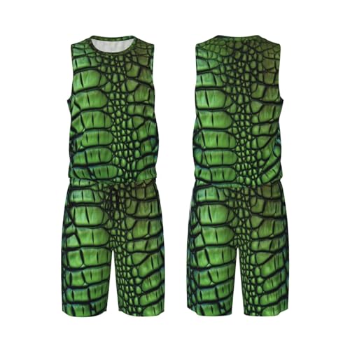 Maillot de basket-ball en peau d'alligator 2 pièces avec gilet et short de sport pour homme