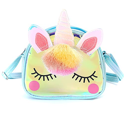 DoDuo Sac à Bandoulière pour Filles, Glitter Sac à Main Licorne Petit Sac à Bandoulière Paillettes pour Enfants (Bleu) Cover