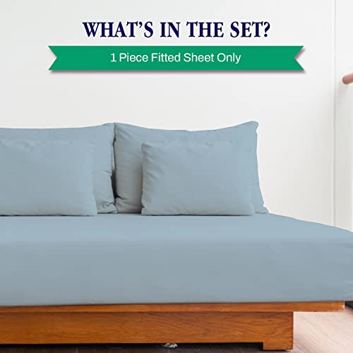 Twin Xl Size Fitted Sheet 18 Inch Extra Deep Pocket Egyptian Cotton Fitted Sheets Elastic All Around 800 Thread Count Cooling, Soft, Breathable Sateen Weave Only Bottom Sheet 39" X 80"- Light Blue #TOP1