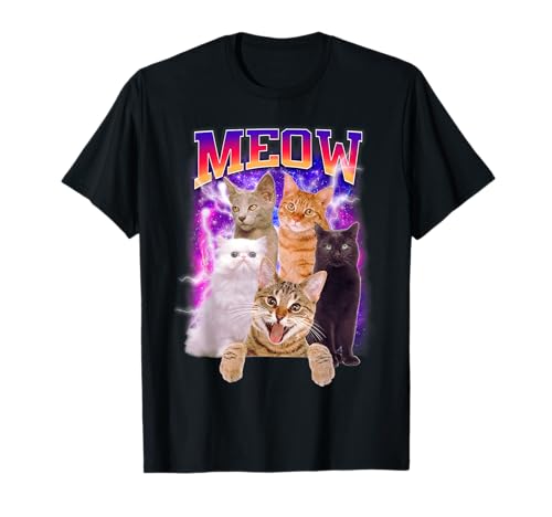 Meow Cats In Galaxy Funny Space Cat Kitten Cats Lovers Camiseta