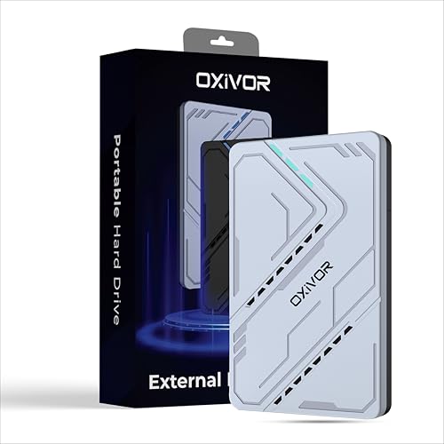 OXIVOR 200GB Portable External Hard Drive – 2.5" Ultra-Slim Hard Drive HDD with USB 3.0 for Desktop, PC, Mac, PS4, Xbox, and Gaming Systems – Fast Data Transfer (Silver)