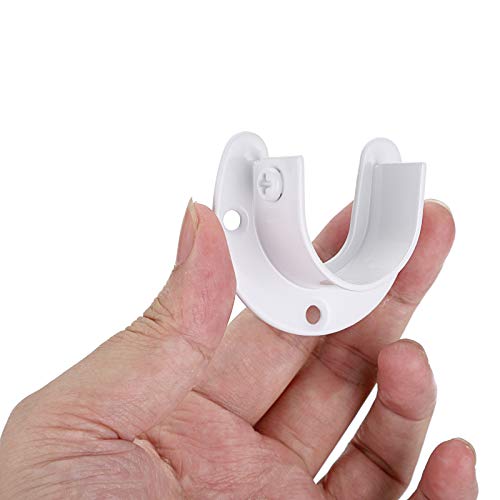 Ownmy 6 Packs Closet Rod End Supports Curtain Flange Rod Holder 1-1/4" Diameter, U Shaped Stainless Steel Closet Pole Sockets Opening Flange Rod Bracket For Closet Shelf Wardrobe Shower Curtain, White #TOP4