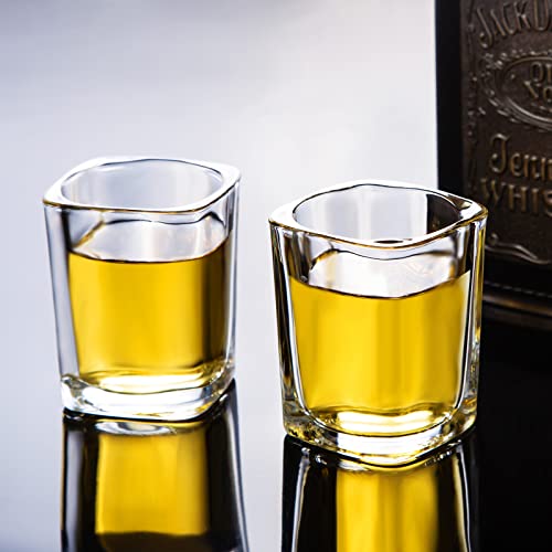 Paracity Shot Glasses Set Of 2, Cool Shot Glasses With Heavy Base, Liquid Small Shot Glasses For Espresso Coffee Whiskey Vodka, Gift For Men, 2Oz/60Ml #TOP2