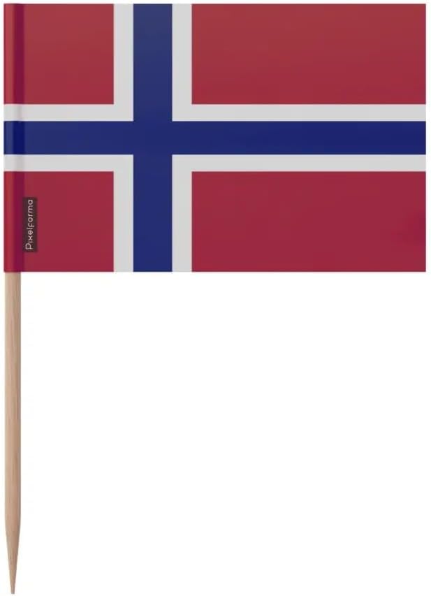 Norway Flag Toothpicks in Various Sizes 100 Pieces 8 cm