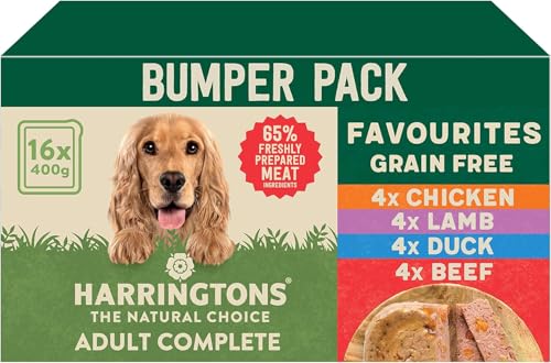 Harringtons Grain Free Hypoallergenic Wet Dog Food Favourites Pack 16x400g - Chicken,...