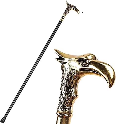 Canne de marche vintage en metal gothique avec decoration tete aigle