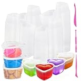 Boîtes en forme de cœur transparentes et étanches:Les 24 boîtes en plastique en forme de cœur (forme de cœur stockage) sont transparentes, permettant de voir le contenu facilement. Elles sont équipées de couvercles étanches , parfaites pour stocker du slime, des pièces de pâte, des perles ou des bijoux. Leur taille compacte facilite l'organisation de votre espace de création.