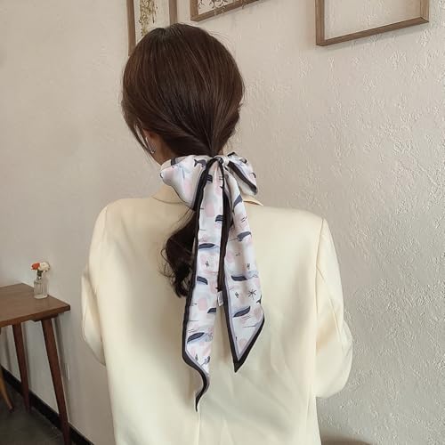 Image of Head Hair Scarf for Women,Silky Long Headscarf Purse Bag Scarfs for Handbag Fashion Satin Neck Scarves Accessories
