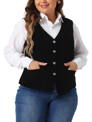 Agnes Orinda Plus Size Vests for Women Waistcoat Steampunk Velvet Sleeveless Button Down V Neck Suit Vests2