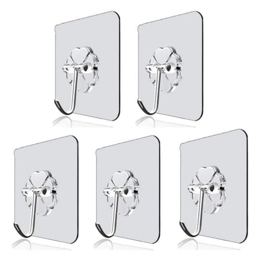 5x Gancho Adesivo Fixação Permanente Sem Furos Inox Metal Para utencílios Cozinha Baheiro Toalha Pan