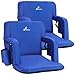 Portable Stadium Seat Chair, Sportneer Reclining Seat for Bleachers with Padded Cushion Shoulder Straps (Blue, 2 Pack)