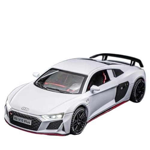 MNCDLQKMG Diecast 1:24 for Audi R8 Coupe Alloy Car Models Full Door Vehicle Model for Adults Room Decor Collectible Display(White)