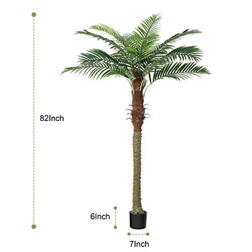 Ferrgoal 82 Inch Artificial Sago Palm Tree Tall Fake Palm Plant With 12 Pcs Adjustable Leaves Tropical Decor Plastic Faux Tree In Pot Realistic Fake Plants For Home Indoor Office Patio Porch #TOP1