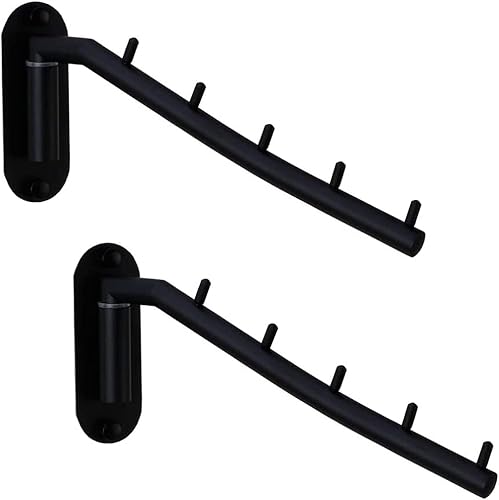 Miniatura 7 de 2 perchas plegables para colgar en la pared, con brazo oscilante, gancho de acero inoxidable resistente para baño, dormitorio, cuarto de servicio,
