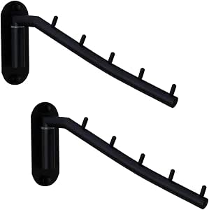 Pack of 2 Folding Wall Mounted Clothes Suit Hangers Rack with Swing Arm Stainless Steel Heavy Duty Coat Hook for Bathroom, Bedroom, Laundry Room - Black