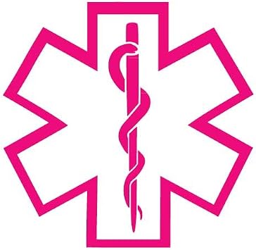 Star of Life Medical EMS Vinyl Sticker Decal-HotPink-4 Inch