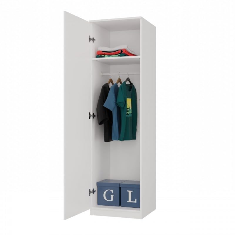 CDF Armoire Penderie Large Chambre Enfant ou Adulte Design Moderne – Tout pour Le Montage Inclus – Rangement Vêtements et Jouets – SD 50 cm Blanc