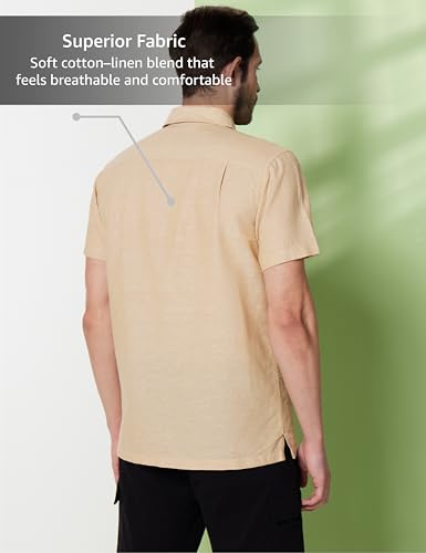 Image of Symbol Premium Men's Cotton Linen Casual Shirt - Regular Fit | Half Sleeve (Available in Plus Sizes)