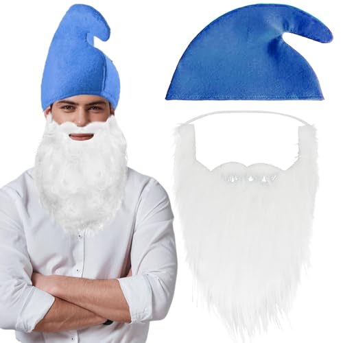 WENAUANG Zwerg Kostüm Set, Zwergenmütze mit Weißer Bart,...