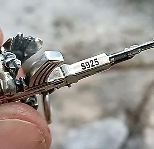 925 Sterling Silver Gun And Angel Pendant Necklace ~ Peace And War Charms Pendant And Ss 316 24" Chain ~ Guardian Angel Of War ✬✬✬By Fantasy World✬✬✬ (2, Silver Pendant + Ss316 Chain) #TOP4