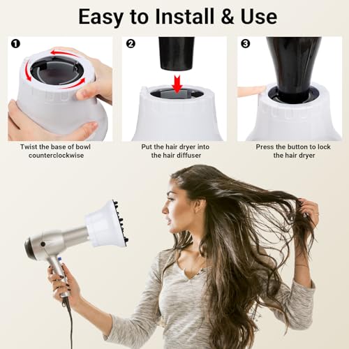 Image of Segbeauty Universal Curly Hair Diffuser, Blow Dryer Diffuser for Wavy Natural Hair, Profession Hair Diffuser Attachment for Dryer Hairdressing Styling Tool Quick Dry Adjustable 1.65-3.15 Inch Nozzle